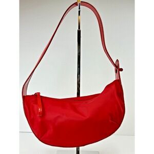Furla‎ Purse RED Canvas Nylon Small Leather Coated Single Strap RARE Clean Fun